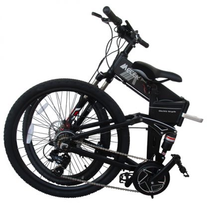 MEB-MBP-26-BK Vélo Électrique MECER Tout Terrain, 26", Pliable, Cadre Alu ultra léger entièrement suspendu, batterie caché amovible dans le cadre, 21 vitesses, double freins à disques – Image 2