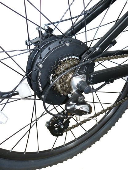 MEB-MBP-26-BK Vélo Électrique MECER Tout Terrain, 26", Pliable, Cadre Alu ultra léger entièrement suspendu, batterie caché amovible dans le cadre, 21 vitesses, double freins à disques – Image 3