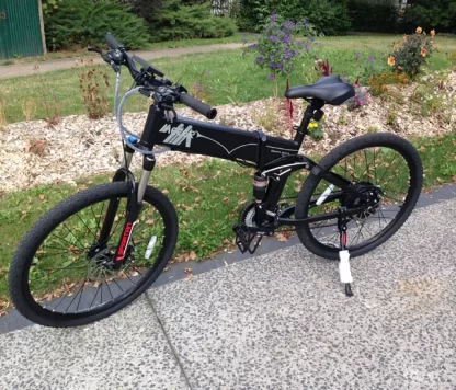 MEB-MBP-26-BK Vélo Électrique MECER Tout Terrain, 26", Pliable, Cadre Alu ultra léger entièrement suspendu, batterie caché amovible dans le cadre, 21 vitesses, double freins à disques – Image 5