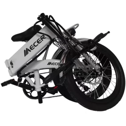 MEB-PL-20-W MECER Vélo pliant 20’ électrique – Cadre alu - Autonomie 60 à 70km – 7 vitesses shimano – Assemblé en France - Blanc – Image 2
