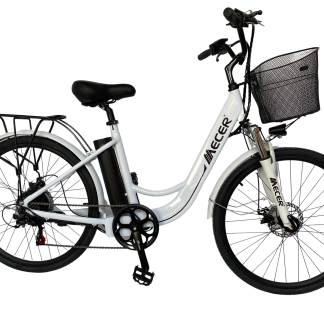 MEB-CB-26-W MECER Vélo de ville 26’ électrique – Cadre alu avec enjambement bas – Autonomie 60 km à 70km- 7 vitesses Shimano – Assemblé en France